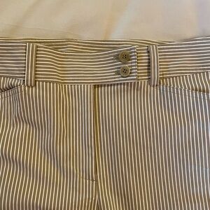 Women’s Jones New York Signature Stretch Striped‎ Tan and White Pants, Size 10